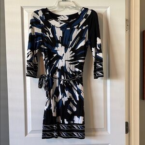 BCBGMaxAzria Black and Blue Patterned Dress